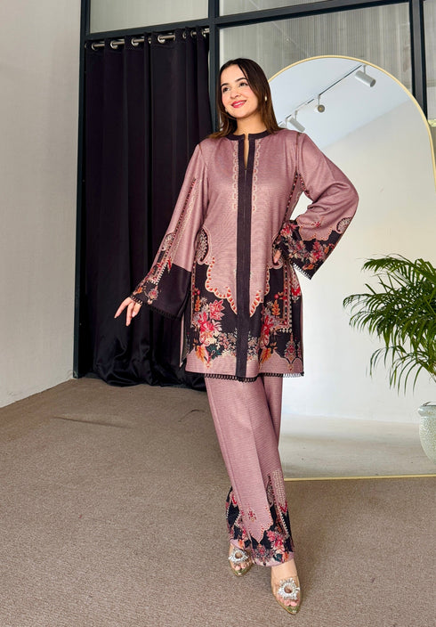 Pink Blossom Winter Kurta Set